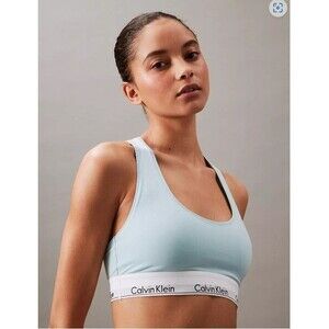 Calvin Klein Womens Sz S Modern Cotton Racerback Bralette Iceland Blue Lounge